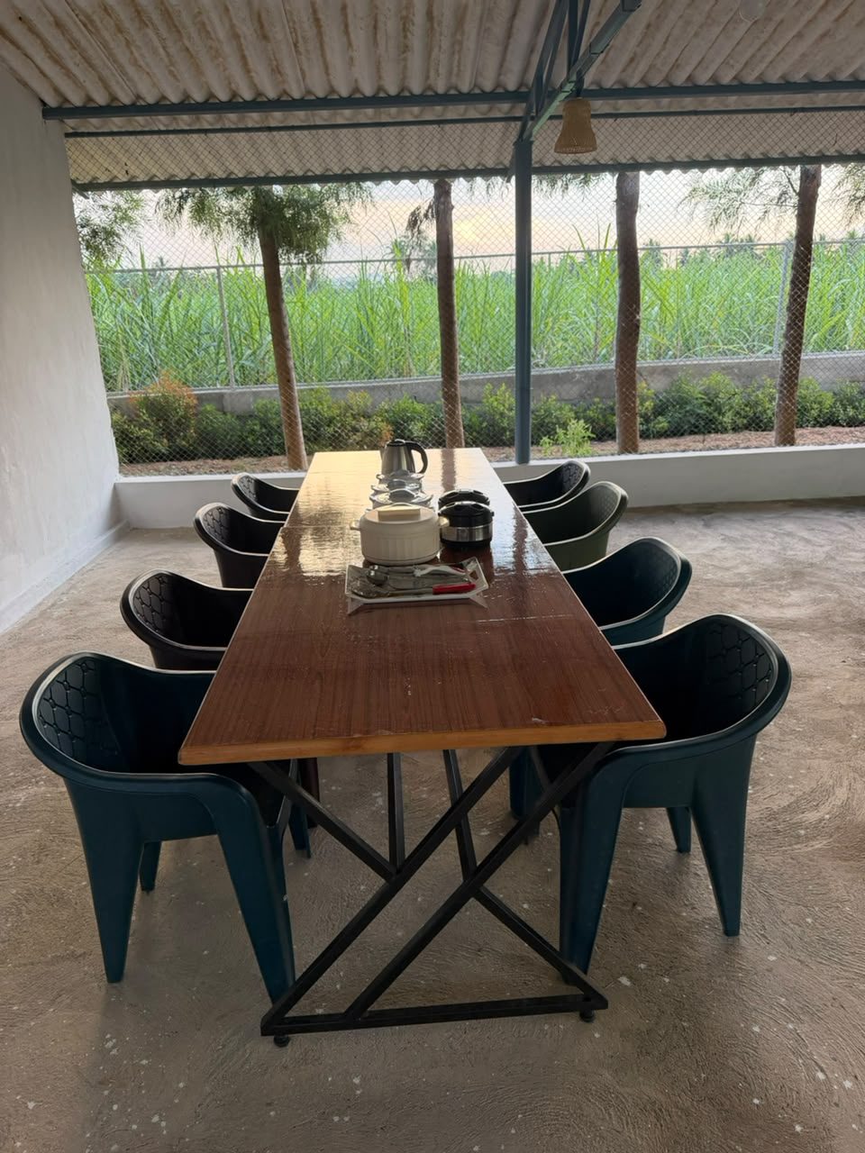 Dining table facing the fields